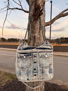 Y2K Denim Shoulder Bag: Harajuku Style Tote With Chain Strap - ,